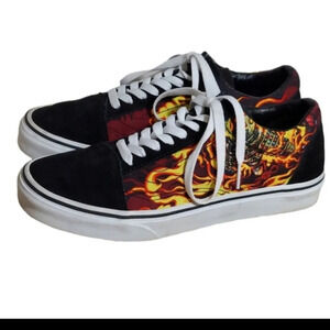Van's Samurai Rising Old Skool Suede Canvas Black Red Yellow Flames Sneaker‎